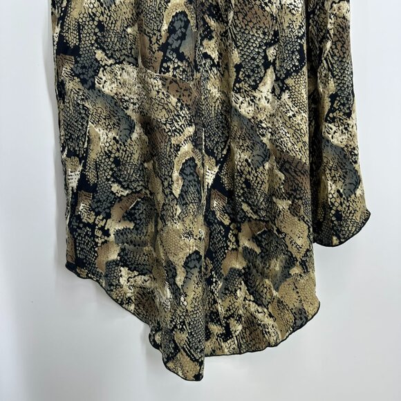 Fate Snake Skin Print Midi Dress S High Low Tulip Hem A Line Sleeveless Brown - Picture 8 of 9